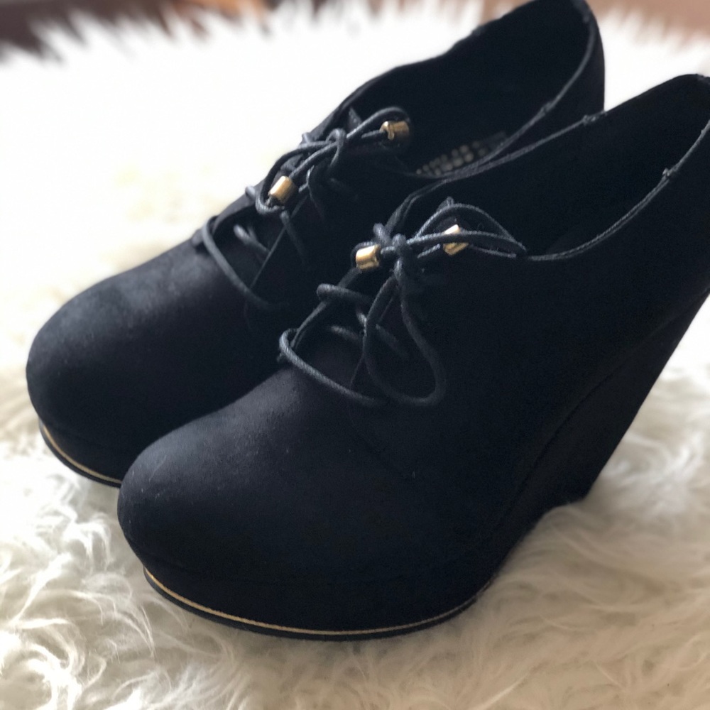 Black Wedge Booties